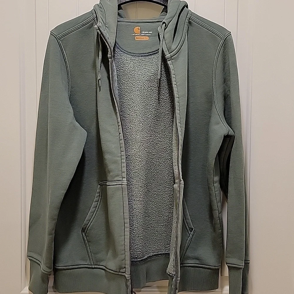 Carhartt Sage Green Full-Zip Hoodie Size 1X (16/18) - Picture 8 of 10
